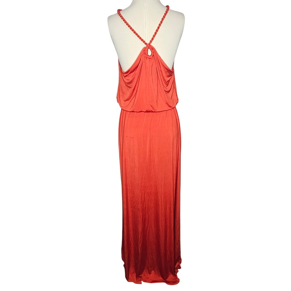 Armani Exchange Women's XL Red Braided Halter Maxi Dress Tie Waist Gown - Picture 6 of 9